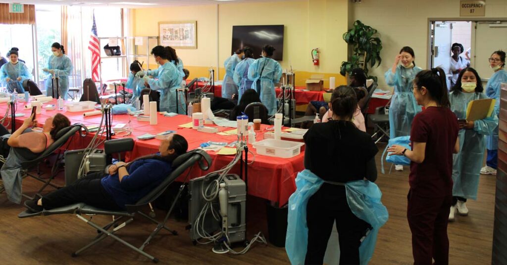 Community members receiving dental services